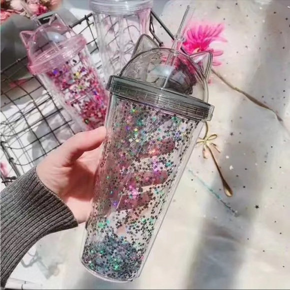 🌈 Kawaii Cute Rainbow & Cat Ear Tumbler
Cups With Straw & Lid - Picture 11 of 16